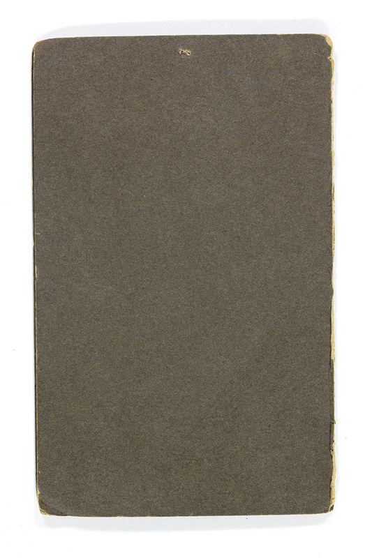 Vista del reverso de un soporte fotográfico histórico consistente en un cartón rígido de color gris pardo. La superficie muestra una textura granular y fibrosa propia de procesos de fabricación de papel antiguo. Se perciben signos de envejecimiento en los bordes y una pequeña marca de sujeción o perforación en el margen superior central.