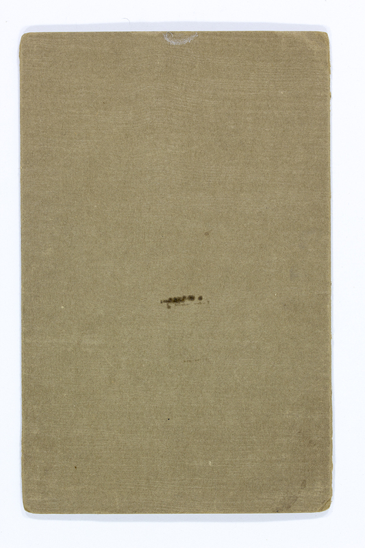 La imagen presenta el reverso de una fotografía histórica. Se observa un soporte de papel grueso o cartulina con una textura rugosa y un color pardo debido al envejecimiento natural y la oxidación de las fibras de celulosa. No presenta sellos de estudio, anotaciones manuscritas ni marcas de fabricante visibles, salvo una pequeña mancha oscura central.